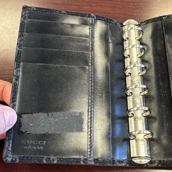 Gucci Monogram Black Suede agenda Wallet